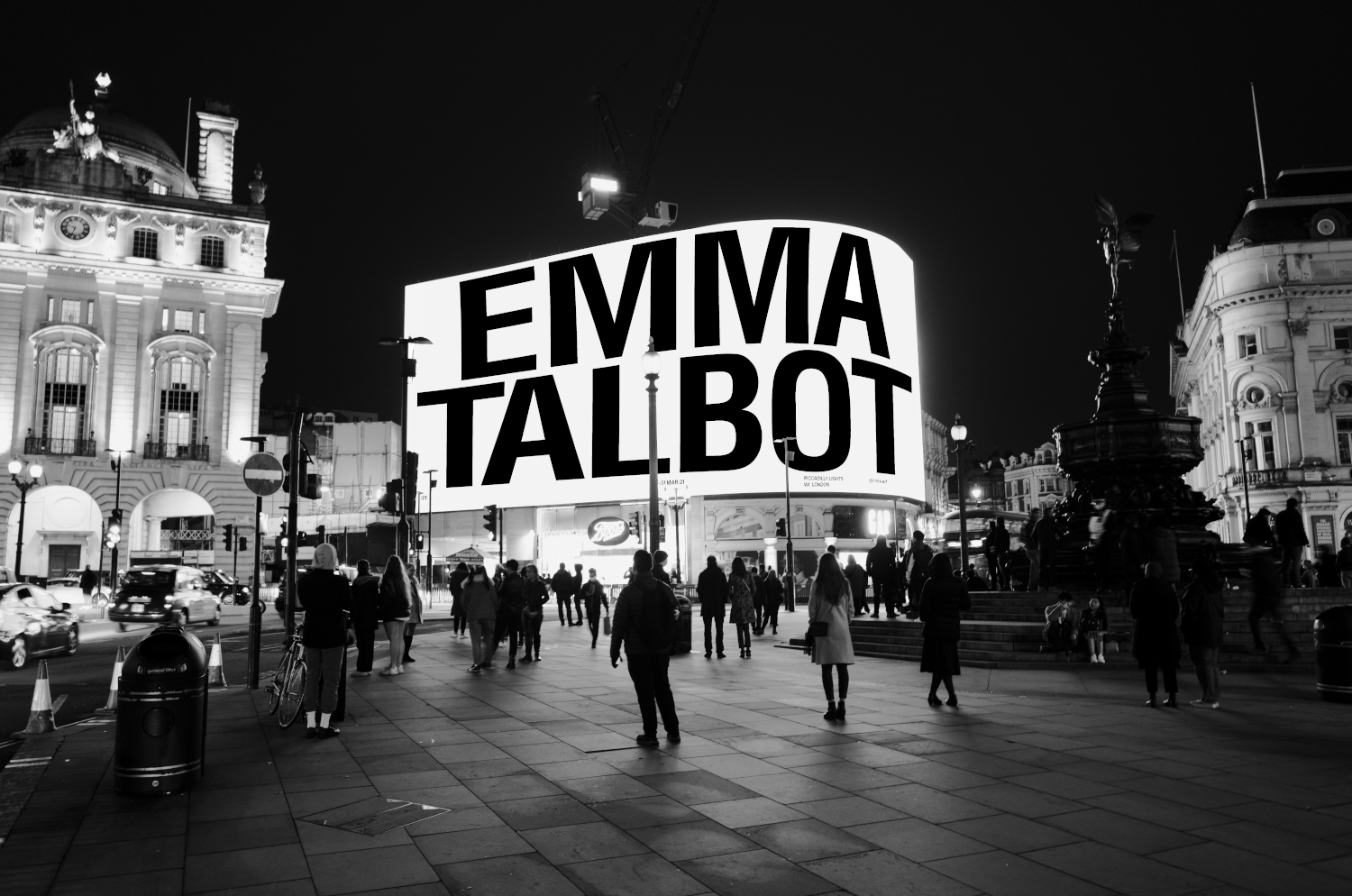 , Το έργο της Emma Talbot στην εμβληματική οθόνη Piccadilly Lights